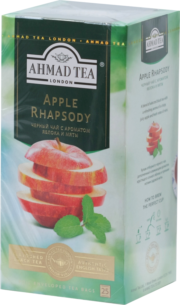 Черный чай с яблоком. Чай Ahmad Apple Rhapsody. Ахмад Теа яблоко мята. Чай Ахмад с яблоком. Чай Ахмад яблоко и мята.