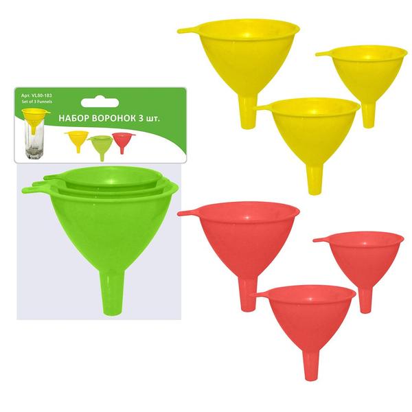 посуда: воронка средняя (полимербыт,арт. Topex. воронка пласт д10см башпласт/м1275. набор 3-шт воронки vl80-183. сп воронки.